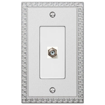 Greek Key Frosted Chrome Cast - 1 Cable Jack Wallplate - Wallplate Warehouse 42CXSCH 070686580875 Cable Jacks
