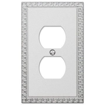 Greek Key Frosted Chrome Cast - 1 Duplex Wallplate - Wallplate Warehouse 42DSCH 070686559352 1 Duplex