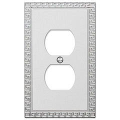 Greek Key Frosted Chrome Cast - 1 Duplex Wallplate