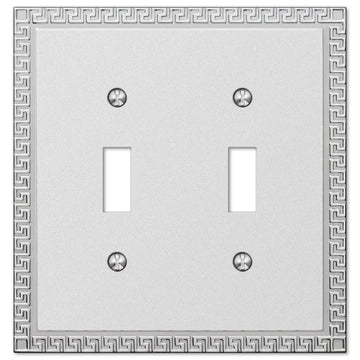 Greek Key Frosted Chrome Cast - 2 Toggle Wallplate - Wallplate Warehouse 42TTSCH 070686559376 2 Toggle