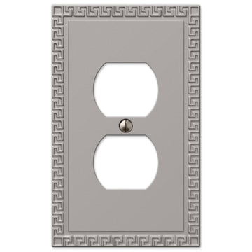 Greek Key Satin Nickel Cast - 1 Duplex Wallplate - Wallplate Warehouse 42DN 070686569696 1 Duplex