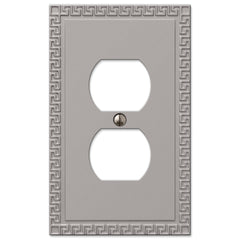 Greek Key Satin Nickel Cast - 1 Duplex Wallplate