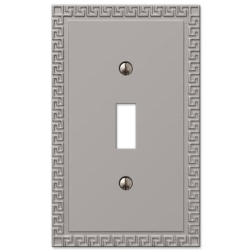 Greek Key Satin Nickel Cast - 1 Toggle Wallplate - Wallplate Warehouse 42TN 070686569689 1 Toggle