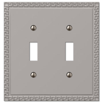 Greek Key Satin Nickel Cast - 2 Toggle Wallplate - Wallplate Warehouse 42TTN 070686569719 2 Toggle