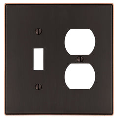 Halle Aged Bronze Cast - 1 Toggle / 1 Duplex Wallplate