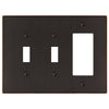 Halle Aged Bronze Cast - 2 Toggle / 1 Rocker Wallplate - Wallplate Warehouse 70TTRDB 070686001646 2 Toggle / 1 Rocker