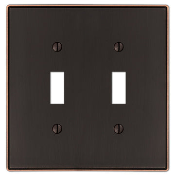 Halle Aged Bronze Cast - 2 Toggle Wallplate - Wallplate Warehouse 70TTDB 070686001523 2 Toggle