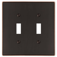 Halle Aged Bronze Cast - 2 Toggle Wallplate