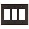 Halle Aged Bronze Cast - 3 Rocker Wallplate - Wallplate Warehouse 70RRRDB 070686001615 3 Rocker