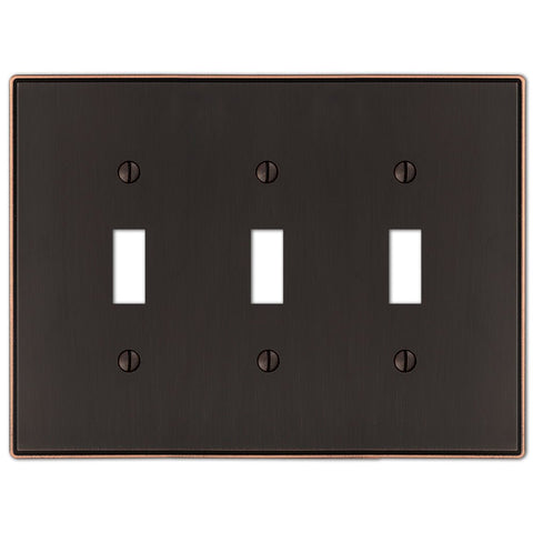 Halle Aged Bronze Cast - 3 Toggle Wallplate - Wallplate Warehouse 70TTTDB 070686001530 3 Toggle