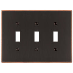 Halle Aged Bronze Cast - 3 Toggle Wallplate