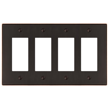 Halle Aged Bronze Cast - 4 Rocker Wallplate - Wallplate Warehouse 70R4DB 070686001622 4 Rocker