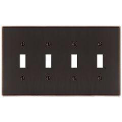 Halle Aged Bronze Cast - 4 Toggle Wallplate