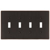 Halle Aged Bronze Cast - 4 Toggle Wallplate - Wallplate Warehouse 70T4DB 070686001547 4 Toggle