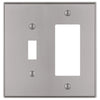 Halle Brushed Nickel Cast - 1 Toggle / 1 Rocker Wallplate - Wallplate Warehouse 70TRBN 070686001424 1 Toggle / 1 Rocker