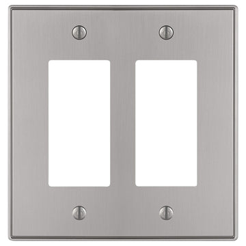 Halle Brushed Nickel Cast - 2 Rocker Wallplate - Wallplate Warehouse 70RRBN 070686001394 2 Rocker