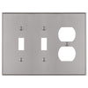 Halle Brushed Nickel Cast - 2 Toggle / 1 Duplex Wallplate - Wallplate Warehouse 70TTDBN 070686001370 2 Toggle / 1 Duplex