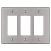 Halle Brushed Nickel Cast - 3 Rocker Wallplate - Wallplate Warehouse 70RRRBN 070686001400 3 Rocker