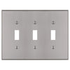 Halle Brushed Nickel Cast - 3 Toggle Wallplate - Wallplate Warehouse 70TTTBN 070686001325 3 Toggle