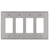 Halle Brushed Nickel Cast - 4 Rocker Wallplate - Wallplate Warehouse 70R4BN 070686001417 4 Rocker