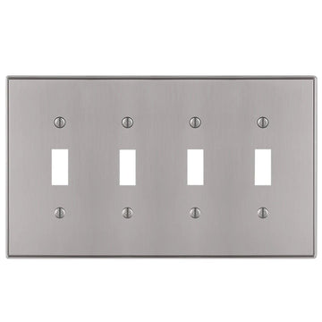 Halle Brushed Nickel Cast - 4 Toggle Wallplate - Wallplate Warehouse 70T4BN 070686001332 4 Toggle