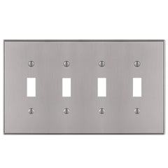 Halle Brushed Nickel Cast - 4 Toggle Wallplate