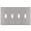 Halle Brushed Nickel Cast - 4 Toggle Wallplate - Wallplate Warehouse 70T4BN 070686001332 4 Toggle