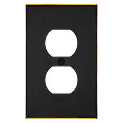 Halle Matte Black w/ Champagne Bronze Border Cast - 1 Duplex Wallplate