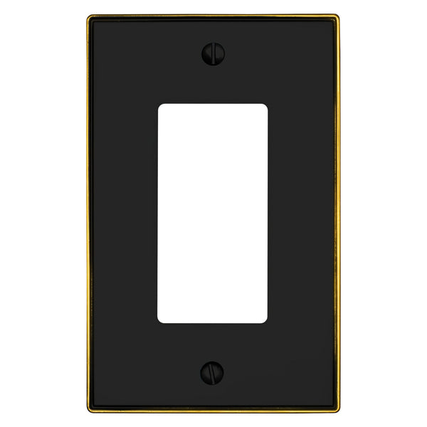 Halle Matte Black w/ Champagne Bronze Border Cast - 1 Rocker Wallplate - Wallplate Warehouse 70R - MBCB - B 070686021002 1 Rocker