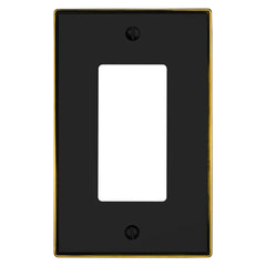 Halle Matte Black w/ Champagne Bronze Border Cast - 1 Rocker Wallplate