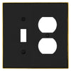 Halle Matte Black w/ Champagne Bronze Border Cast - 1 Toggle / 1 Duplex Wallplate - Wallplate Warehouse 70TD - MBCB - B 070686021040 1 Toggle / 1 Duplex