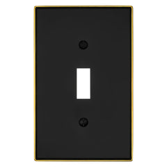 Halle Matte Black w/ Champagne Bronze Border Cast - 1 Toggle Wallplate