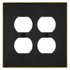 Halle Matte Black w/ Champagne Bronze Border Cast - 2 Duplex Wallplate - Wallplate Warehouse 70DD - MBCB - B 070686020999 2 Duplex