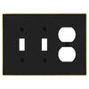 Halle Matte Black w/ Champagne Bronze Border Cast - 2 Toggle / 1 Duplex Wallplate - Wallplate Warehouse 70TTD - MBCB - B 070686021064 2 Toggle / 1 Duplex