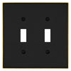 Halle Matte Black w/ Champagne Bronze Border Cast - 2 Toggle Wallplate - Wallplate Warehouse 70TT - MBCB - B 070686020951 2 Toggle