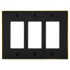 Halle Matte Black w/ Champagne Bronze Border Cast - 3 Rocker Wallplate - Wallplate Warehouse 70RRR - MBCB - B 070686021026 3 Rocker
