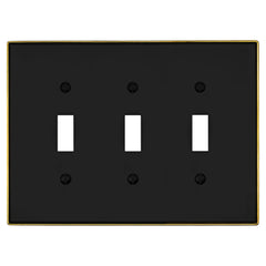 Halle Matte Black w/ Champagne Bronze Border Cast - 3 Toggle Wallplate