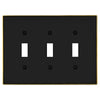 Halle Matte Black w/ Champagne Bronze Border Cast - 3 Toggle Wallplate - Wallplate Warehouse 70TTT - MBCB - B 070686020968 3 Toggle