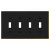 Halle Matte Black w/ Champagne Bronze Border Cast - 4 Toggle Wallplate - Wallplate Warehouse 70T4 - MBCB - B 070686020975 4 Toggle