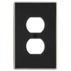 Halle Matte Black w/ Nickel Border Cast - 1 Duplex Wallplate - Wallplate Warehouse 70D - MBBN - B 070686021125 1 Duplex