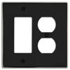 Halle Matte Black w/ Nickel Border Cast - 1 Rocker / 1 Duplex Wallplate - Wallplate Warehouse 70RD - MBBN - B 070686021507 1 Rocker / 1 Duplex