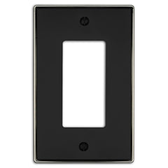 Halle Matte Black w/ Nickel Border Cast - 1 Rocker Wallplate