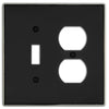 Halle Matte Black w/ Nickel Border Cast - 1 Toggle / 1 Duplex Wallplate - Wallplate Warehouse 70TD - MBBN - B 070686021187 1 Toggle / 1 Duplex