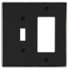 Halle Matte Black w/ Nickel Border Cast - 1 Toggle / 1 Rocker Wallplate - Wallplate Warehouse 70TR - MBBN - B 070686021194 1 Toggle / 1 Rocker