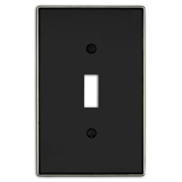 Halle Matte Black w/ Nickel Border Cast - 1 Toggle Wallplate - Wallplate Warehouse 70T - MBBN - B 070686021088 1 Toggle