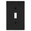 Halle Matte Black w/ Nickel Border Cast - 1 Toggle Wallplate - Wallplate Warehouse 70T - MBBN - B 070686021088 1 Toggle