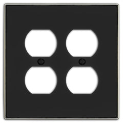 Halle Matte Black w/ Nickel Border Cast - 2 Duplex Wallplate