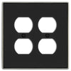 Halle Matte Black w/ Nickel Border Cast - 2 Duplex Wallplate - Wallplate Warehouse 70DD - MBBN - B 070686021132 2 Duplex