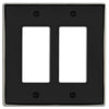 Halle Matte Black w/ Nickel Border Cast - 2 Rocker Wallplate - Wallplate Warehouse 70RR - MBBN - B 070686021156 2 Rocker