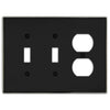 Halle Matte Black w/ Nickel Border Cast - 2 Toggle / 1 Duplex Wallplate - Wallplate Warehouse 70TTD - MBBN - B 070686021200 2 Toggle / 1 Duplex